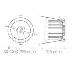 Downlight LED Redondo FORAT 50W, corte 250mm